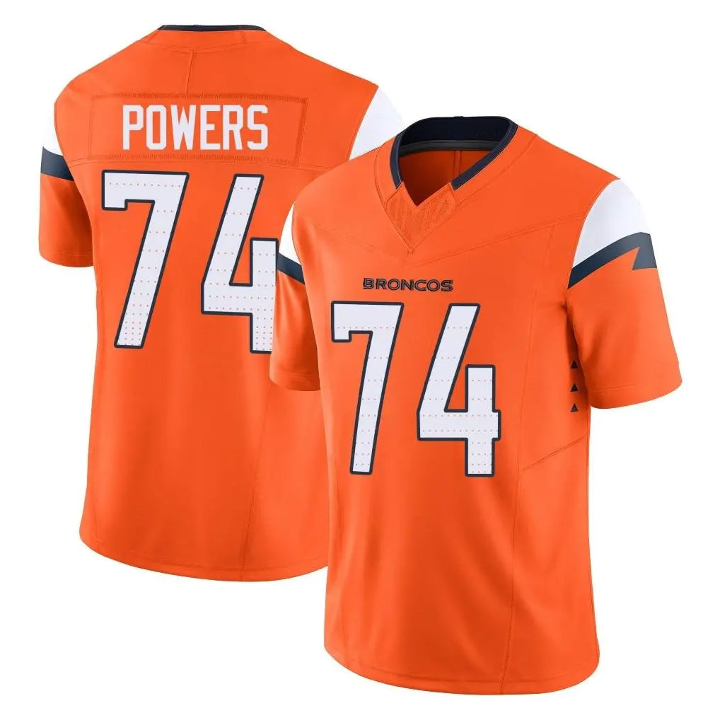 D.Broncos #74 Ben Powers Player Orange Vapor F.U.S.E. Limited Home Game Gdoa Stitched Jerseys