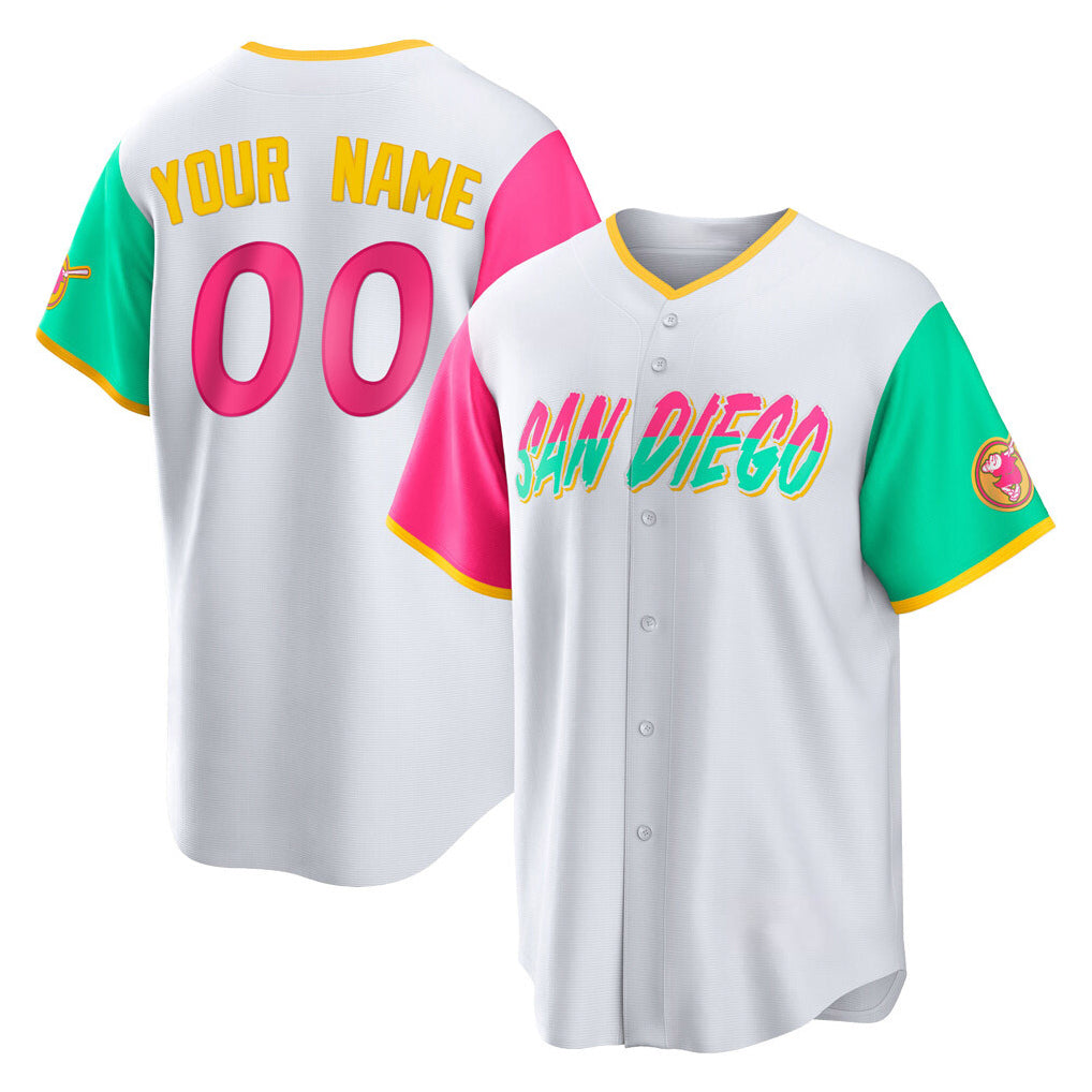 Custom S.Diego Padres White City Connect Home Game Any Name & Number Gdoa Stitched Jerseys
