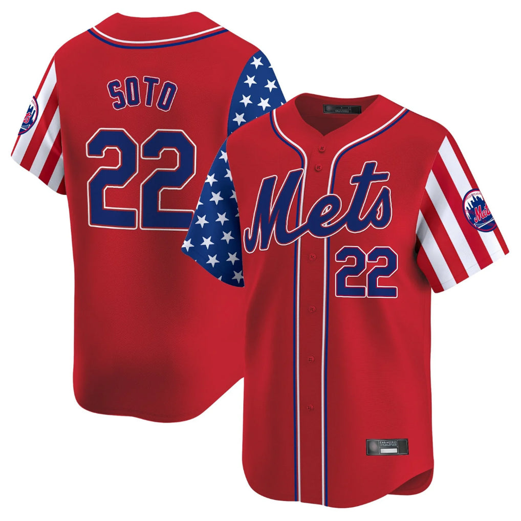 NY.Mets #22 Juan Soto Player Red 2025 Independence Day Vapor Premier Limited  Fdoa Stitched Jerseys