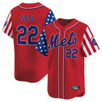 NY.Mets #22 Juan Soto Player Red 2025 Independence Day Vapor Premier Limited  Fdoa Stitched Jerseys