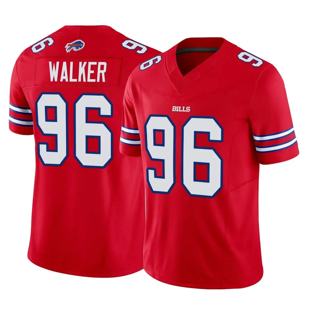 B.Bills #96 Deone Walker Player Red Vapor F.U.S.E. Jersey Limited Home Game Gdoa Stitched Jerseys