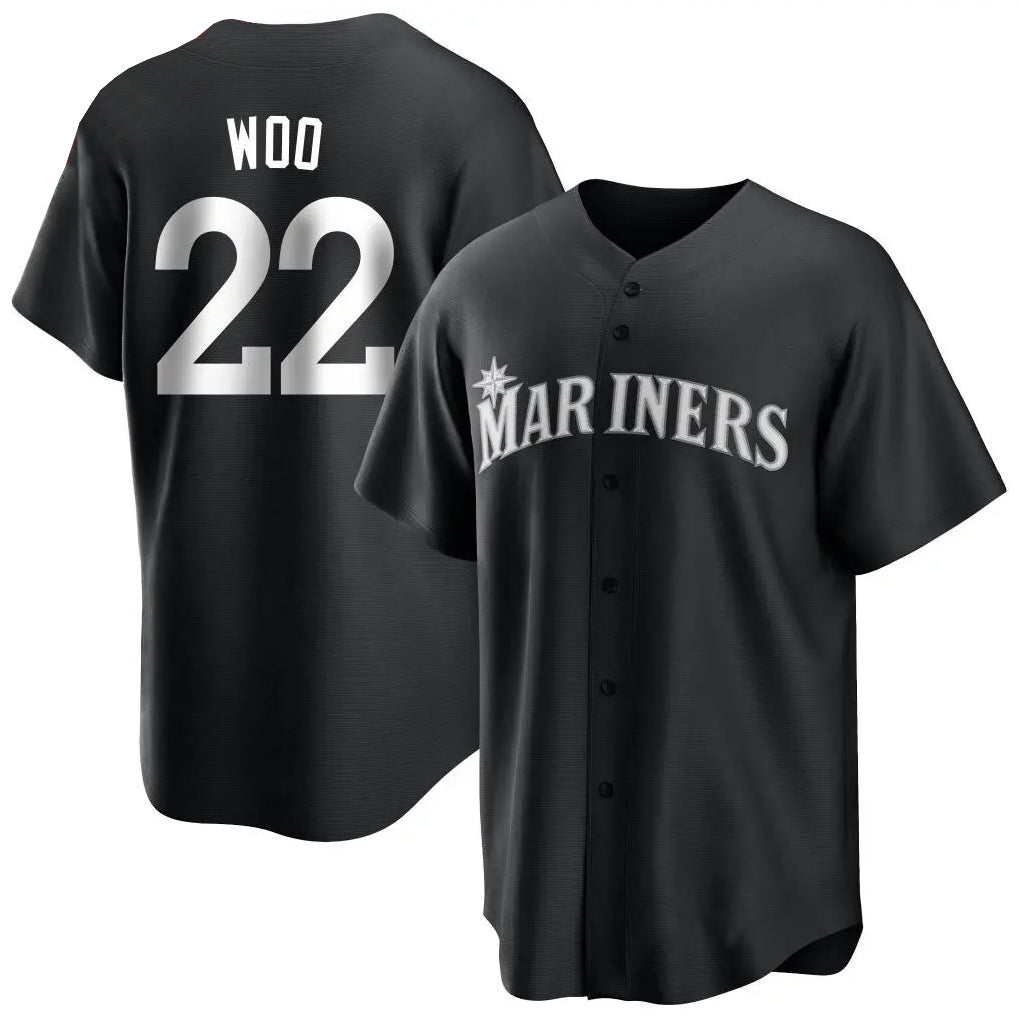 S.Mariners #22 Bryan Woo Player Black Home Limited Fdoa Stitched Jerseys