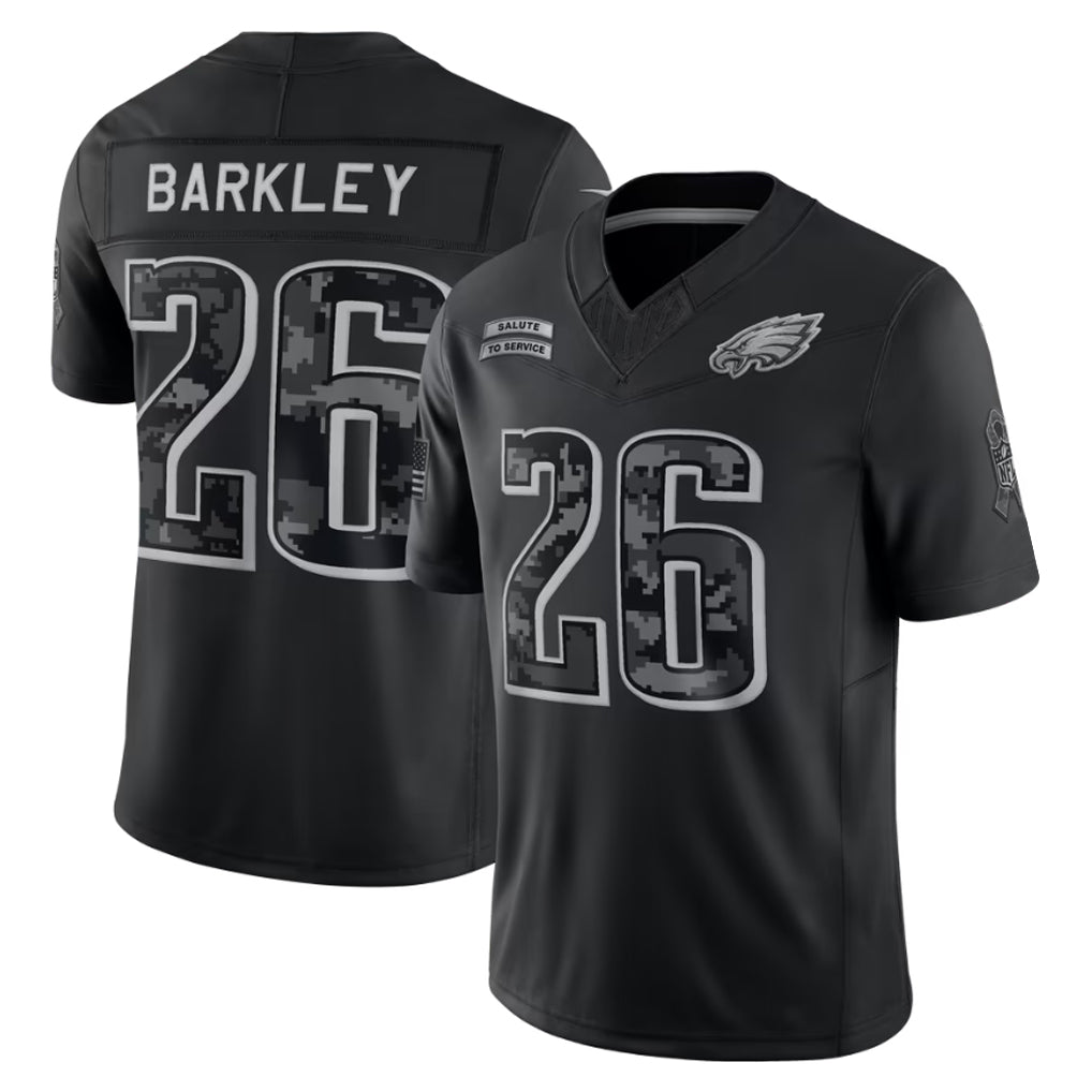 P.Eagles #26 Saquon Barkley Player Black Limited 2026 Salute to Service Home Game Gdoa Stitched Jerseys