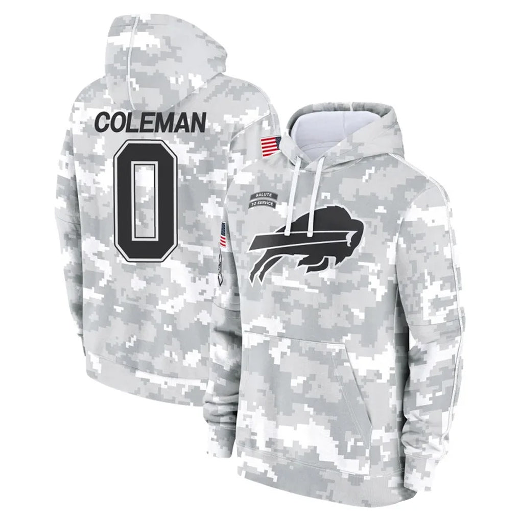 B.Bills #0 Keon Coleman Player Arctic Camo Salute to Service Hoodies Gdoa Stitched Jerseys