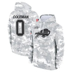 B.Bills #0 Keon Coleman Player Arctic Camo Salute to Service Hoodies Gdoa Stitched Jerseys