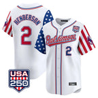 B.Orioles #2 Gunnar Henderson Player White USA 250 Independence Day Vapor Premier Limited Home Game Gdoa Stitched Jerseys