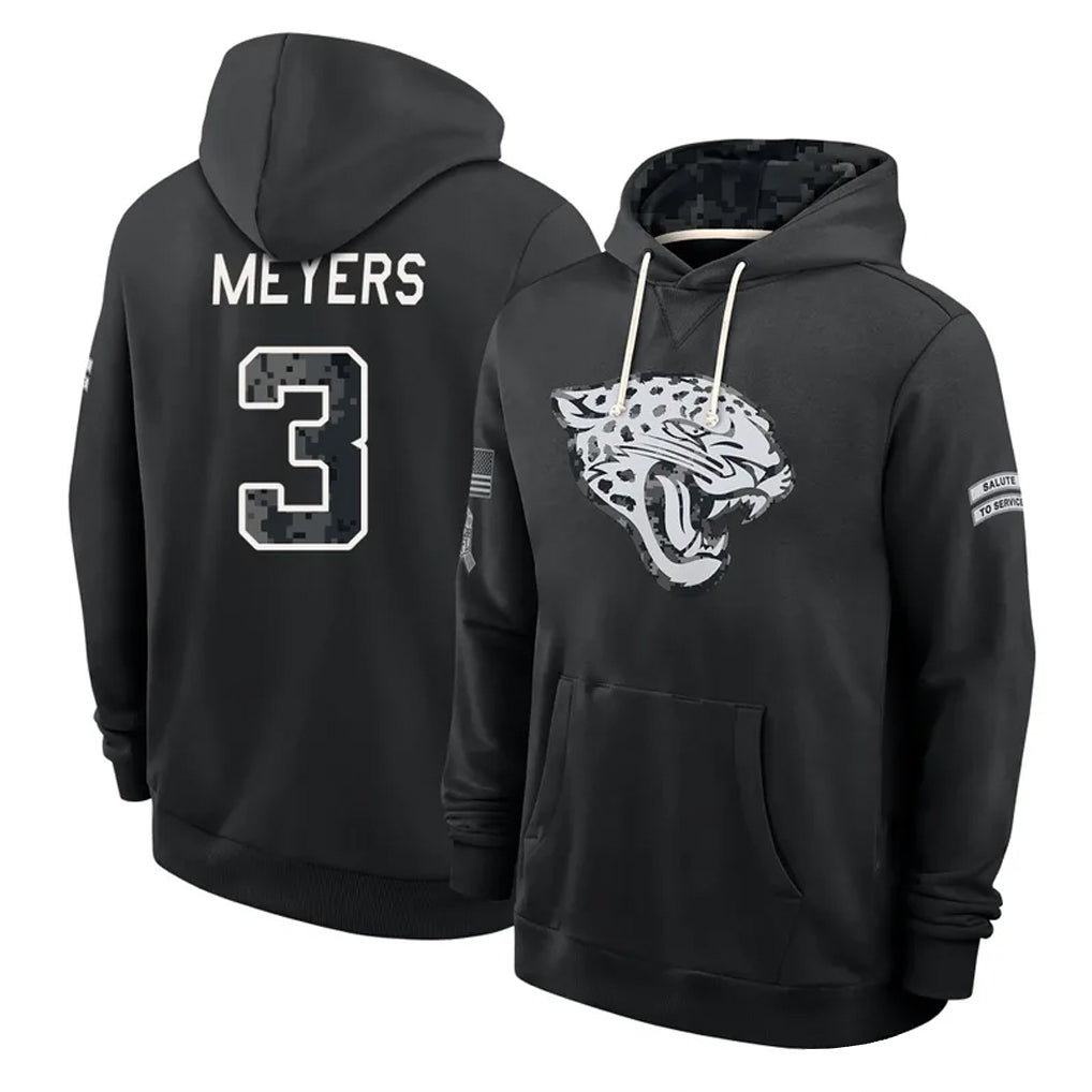 J.Jaguars #3 Jakobi Meyers Player 2026 Black Logo Pullover Hoodies Limited Game Gdoa Stitched Jerseys