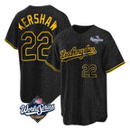 LA.Dodgers #22 Clayton Kershaw Player Black World Series Snake Skin City Game Home Fdoa Stitched Jerseys