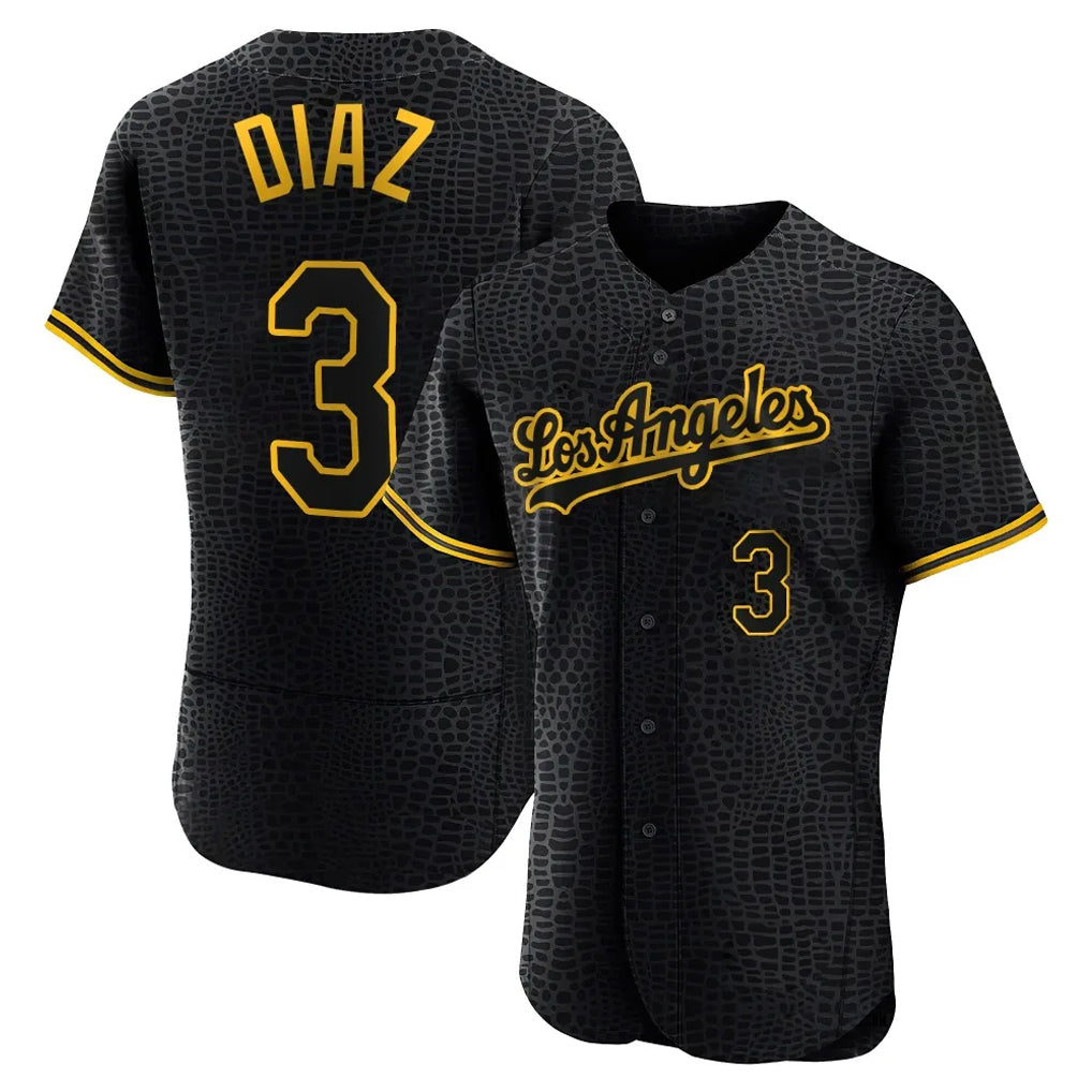 LA.Dodgers #3 Edwin D¨ªaz Player Black Snake Skin City Limited Elite Home Fdoa Stitched Jerseys