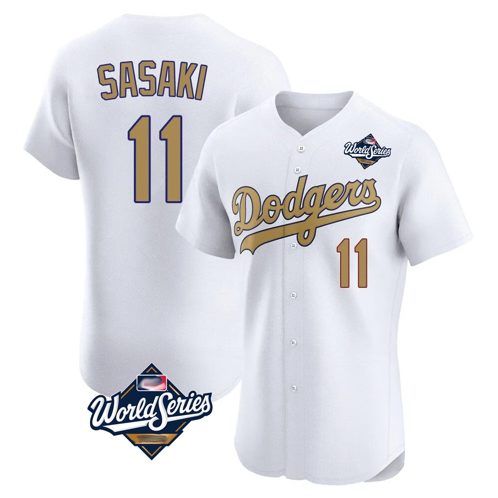 LA.Dodgers #11 Roki Sasaki Player Gold World Series Limited Elite Home Fdoa Stitched Jerseys