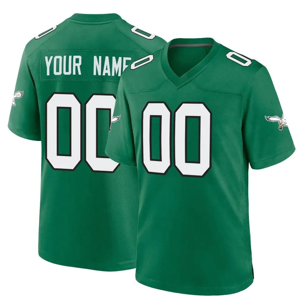 Custom P.Eagles Green Kelly Alternate Home Game Any Name & Numbers Gdoa Stitched Jerseys