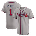 A.Braves #1 Ozzie Albies Player Gray Limited Elite Home Game Gdoa Stitched Jerseys