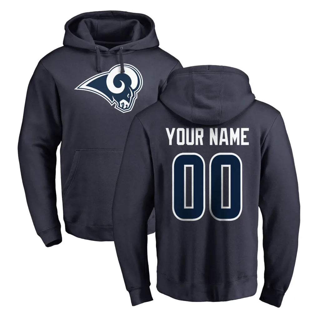 Custom LA.Rams Navy Pullover Hoodie Limited Game Any Name & Numbers Gdoa Stitched Jerseys