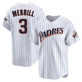 S.Diego Padres #3 Jackson Merrill Player White Cooperstown Collection Limited Home Fdoa Stitched Jerseys