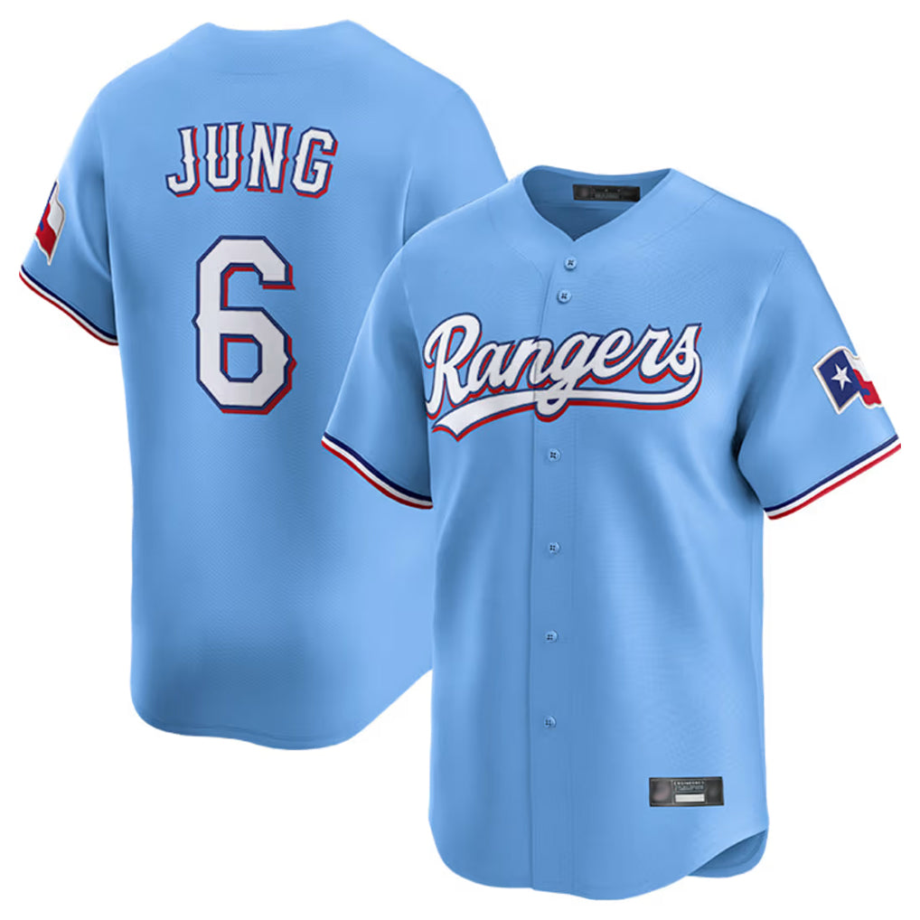 T.Rangers #6 Josh Jung Player Light Blue Limited Home Fdoa Stitched Jerseys