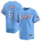 T.Rangers #6 Josh Jung Player Light Blue Limited Home Fdoa Stitched Jerseys