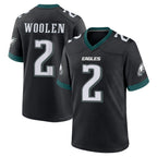 P.Eagles #2 Riq Woolen Player Black Game Home Gdoa Stitched Jerseys