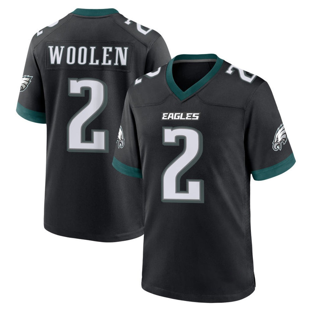 P.Eagles #2 Riq Woolen Player Black Game Home Gdoa Stitched Jerseys