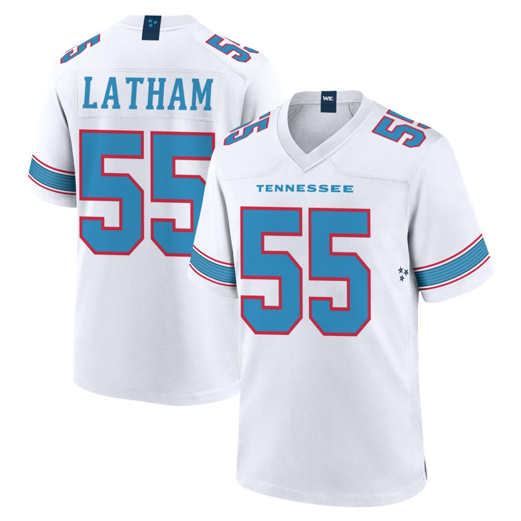 T.Titans #55 JC Latham Player White 2026 Game Home Gdoa Stitched Jerseys