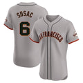 SF.Giants #6 Daniel Susac Player Gray Home Limited Elite Fdoa Stitched Jerseys