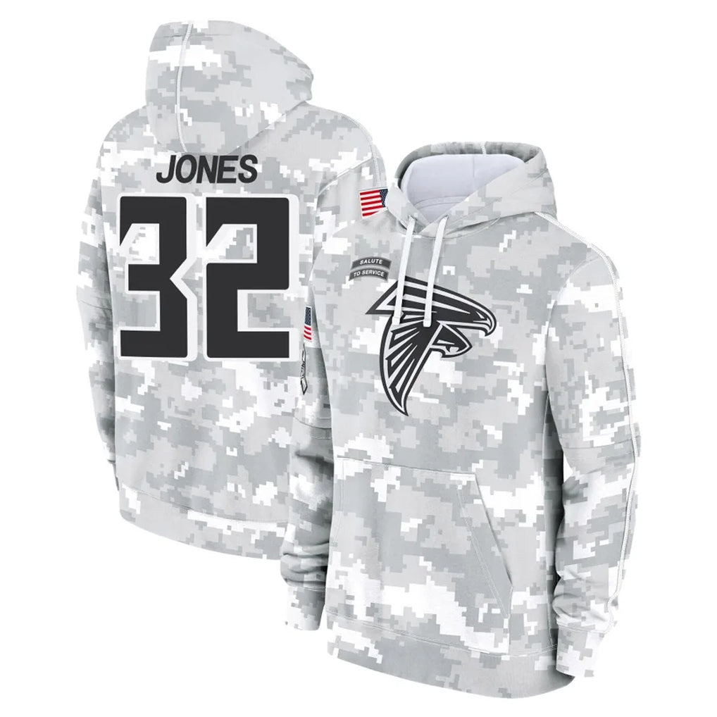 A.Falcons #32 Cash Jones Player Camo Arctic Salute to Service Hoodies Limited Gdoa Stitched Jerseys