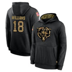 C.Bears #18 Caleb Williams Player Black Salute to Service Pullover Hoodies Limited Gdoa Stitched Jerseys