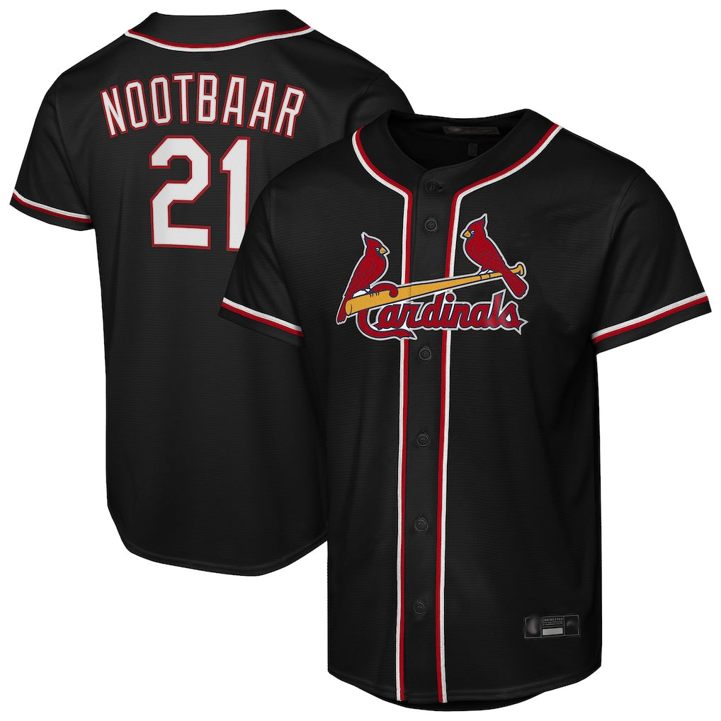 St. Louis Cardinals #21 Lars Nootbaar Player Black Carbon Fashio Game Fdoa Stitched Jerseys
