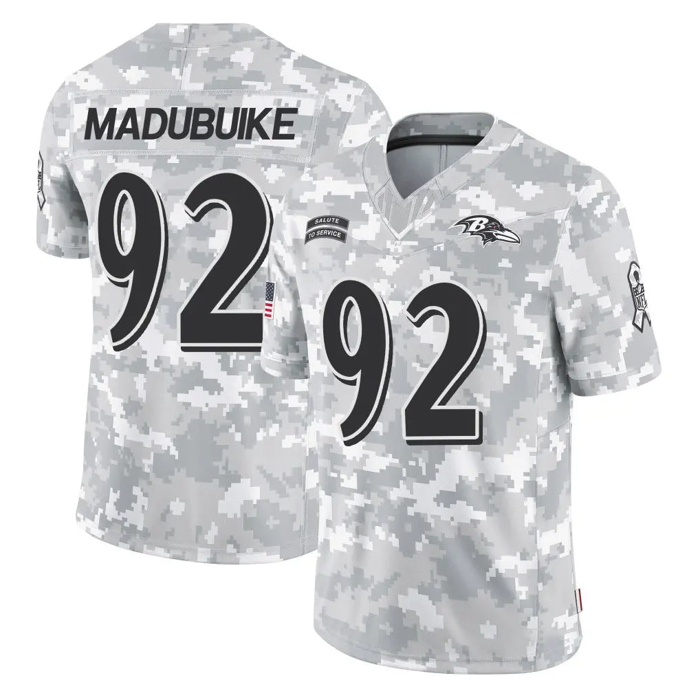 B.Ravens #92 Nnamdi Madubuike Player Arctic Camo Salute to Service Limited Gdoa Stitched Jerseys