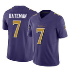 B.Ravens #7 Rashod Bateman Player Purple Vapor F.U.S.E. Limited Gdoa Stitched Jerseys