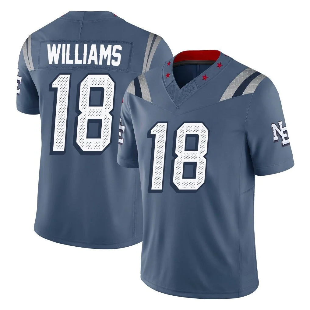 NE.Patriots #18 Kyle Williams Player Blue Limited Rivalries Collection Home Game Gdoa Stitched Jerseys