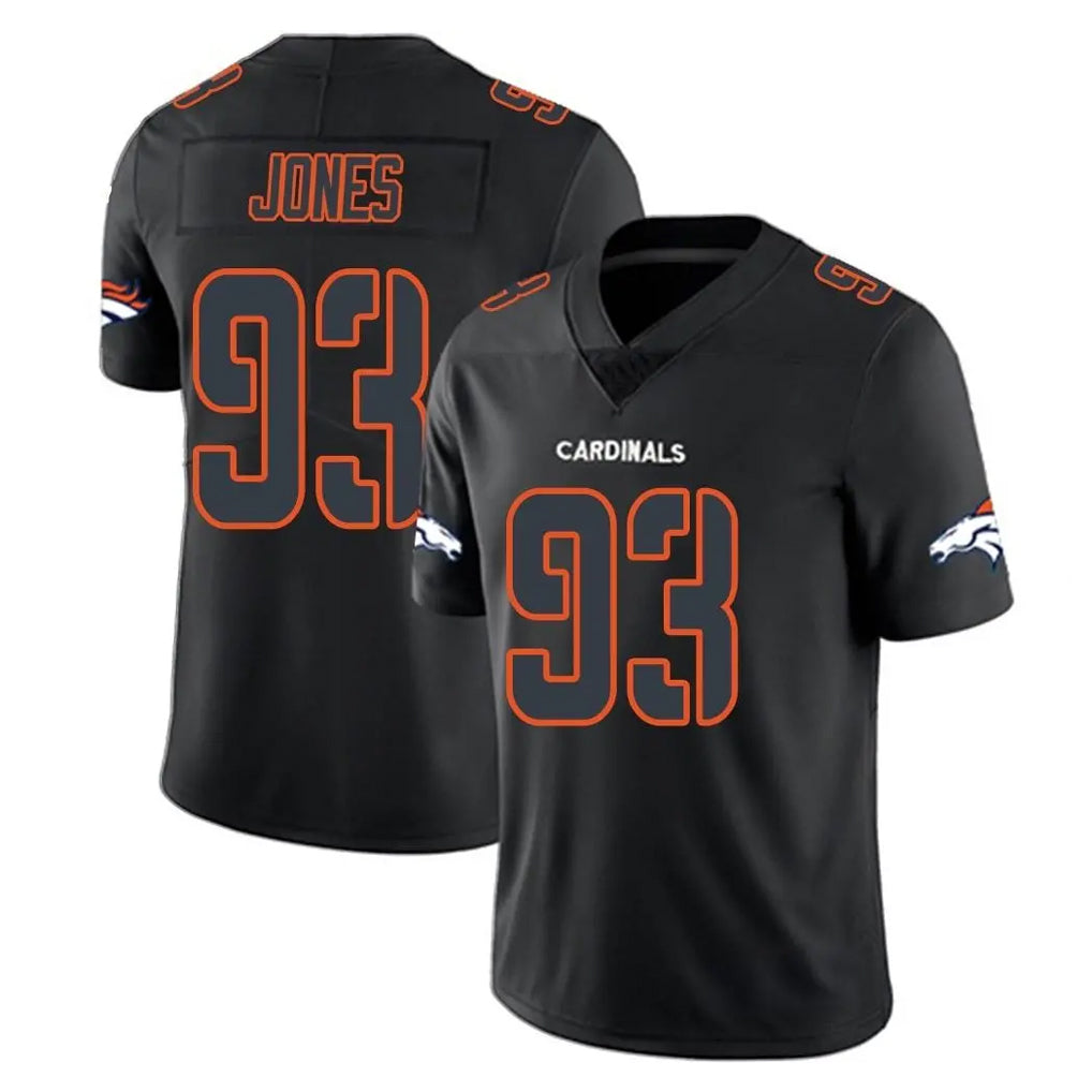 D.Broncos #93 D.J. Jones Player Black Impact Limited Game Gdoa Stitched Jerseys
