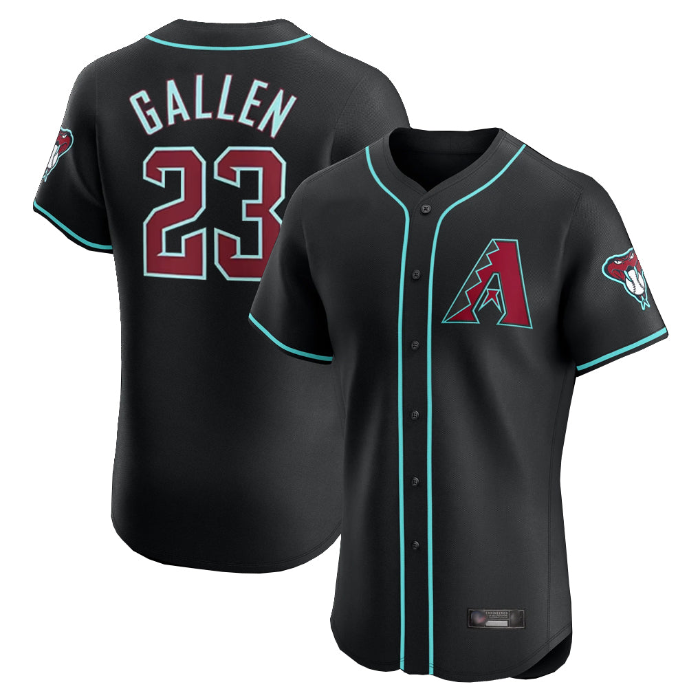 A.Diamondbacks #23 Zac Gallen Player Black Limited Elite Home Game Gdoa Stitched Jerseys