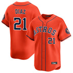 H.Astros #21 Yainer Diaz Player Orange Home Limited Gdoa Stitched Jerseys