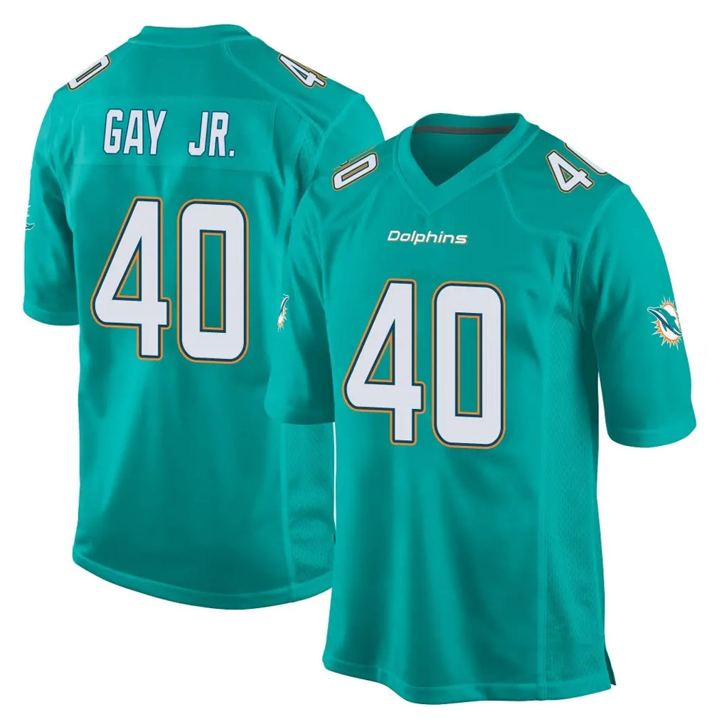 M.Dolphins #40 Willie Gay Jr. Player Aqua Team Color Home Game Gdoa Stitched Jerseys