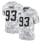 LA.Chargers #93 Teair Tart Player Arctic Camo Salute To Service Limited Game Gdoa Stitched Jerseys