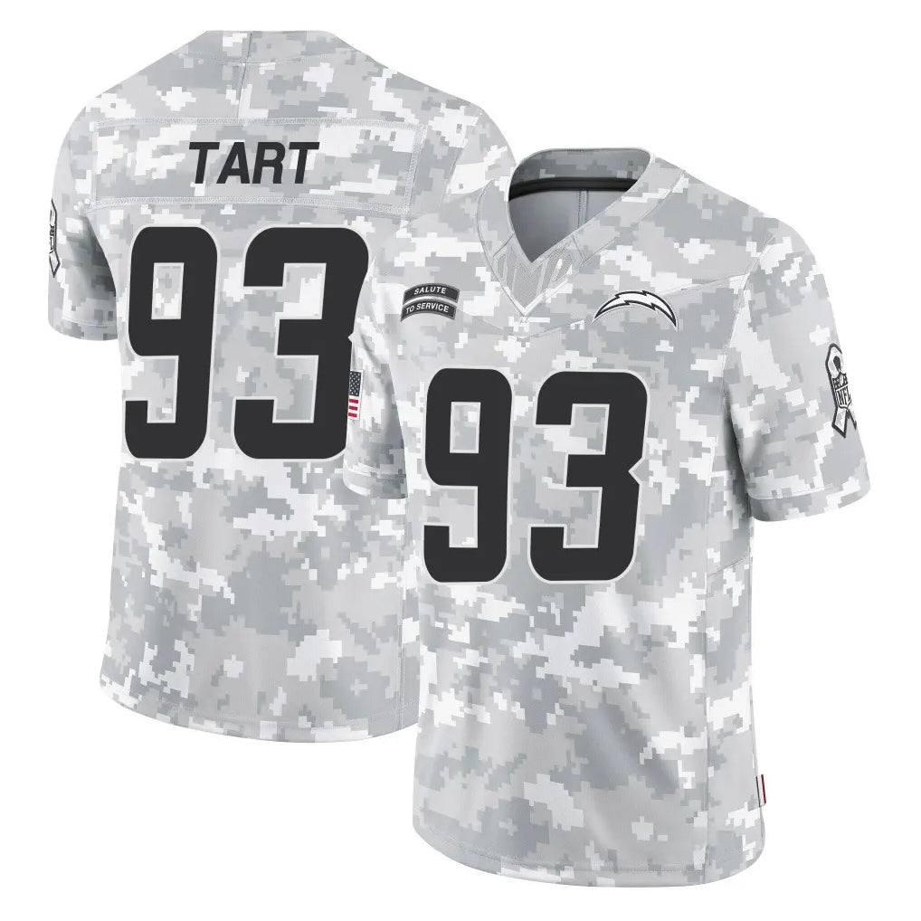 LA.Chargers #93 Teair Tart Player Arctic Camo Salute To Service Limited Game Gdoa Stitched Jerseys