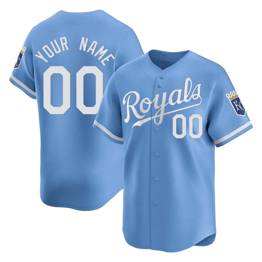 Custom KC.Royals Light Blue Alt Limited Home Game Any Name & Number Gdoa Stitched Jerseys