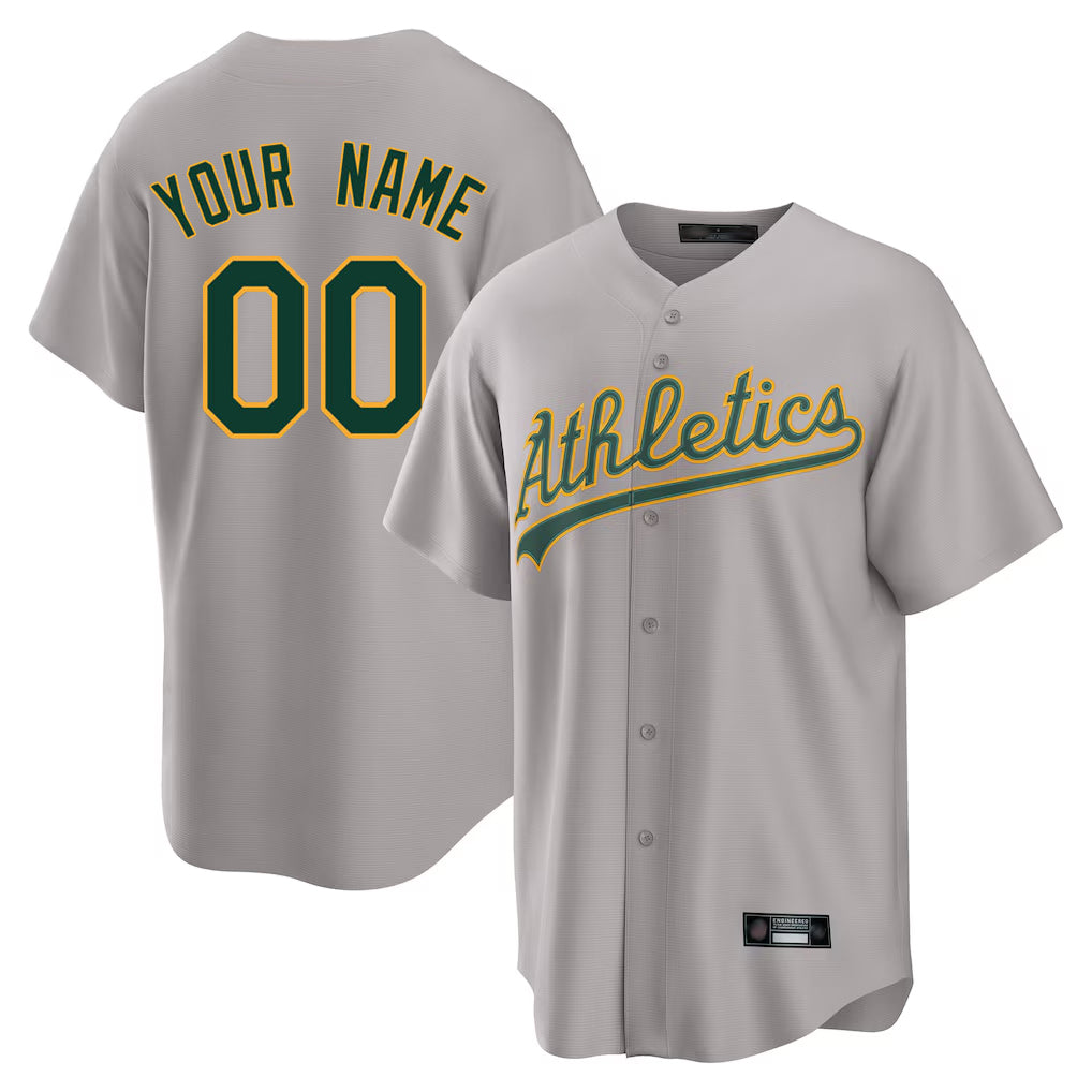 Custom Athletics Gray Home Game Any name & number Gdoa Stitched Jerseys