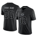 Custom GB.Packers Black Reflective Limited Home Game Any Name & Numbers Gdoa Stitched Jerseys