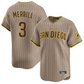 S.Diego Padres #3 Jackson Merrill Player Khaki Home Limited Fdoa Stitched Jerseys