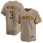 S.Diego Padres #3 Jackson Merrill Player Khaki Home Limited Fdoa Stitched Jerseys