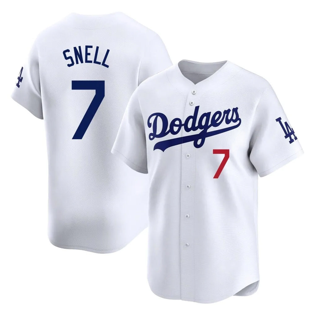 LA.Dodgers #7 Blake Snell Player White Game Limited Home Fdoa Stitched Jerseys