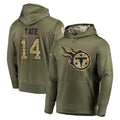 T.Titans #14 Carnell Tate Player Olive Salute to Service Pullover Hoodies Home Game Gdoa Stitched Jerseys