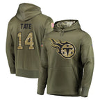 T.Titans #14 Carnell Tate Player Olive Salute to Service Pullover Hoodies Home Game Gdoa Stitched Jerseys