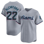 M.Marlins #22 Sandy Alcantara Player Gray  Home Limited Fdoa Stitched Jerseys