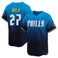 P.Phillies #27 Aaron Nola Player Blue City Connect Home Limited Fdoa Stitched Jerseys