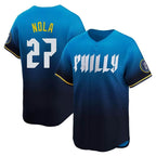 P.Phillies #27 Aaron Nola Player Blue City Connect Home Limited Fdoa Stitched Jerseys