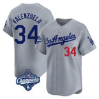 LA.Dodgers #34 Fernando Valenzuela Player Gray World Series Meet Limited Home Fdoa Stitched Jerseys