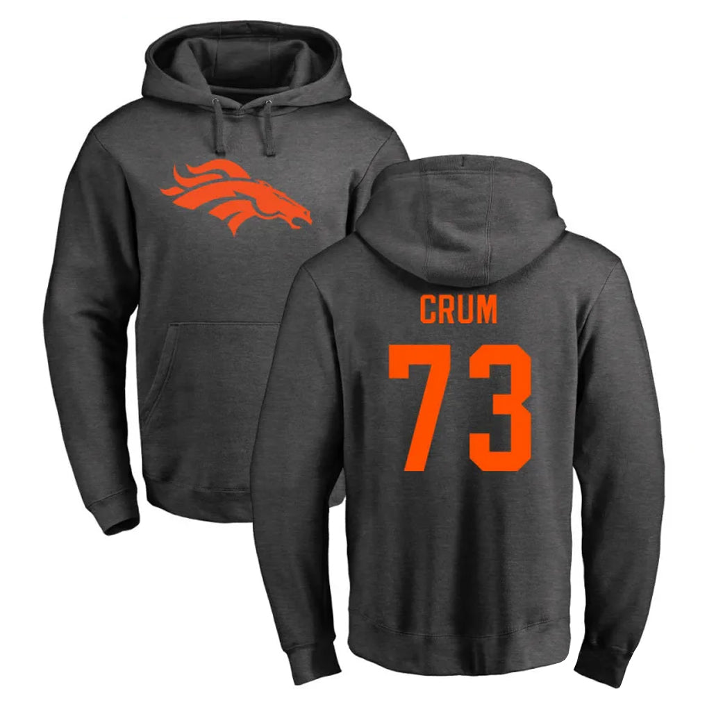 D.Broncos #73 Frank Crum Player Ash One Color Pullover Hoodie Limited Gdoa Stitched Jerseys