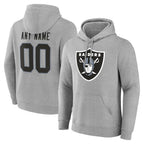 Custom LV.Raiders Gray LOGO Pullover Hoodies Home Game Any Name & Numbers Gdoa Stitched Jerseys
